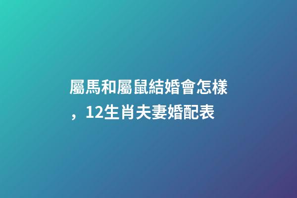 屬馬和屬鼠結婚會怎樣，12生肖夫妻婚配表-第1張-觀點-玄機派