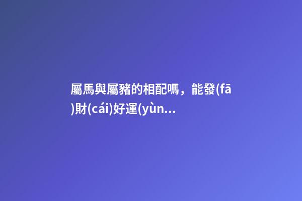 屬馬與屬豬的相配嗎，能發(fā)財(cái)好運(yùn)不斷-第1張-觀點(diǎn)-玄機(jī)派