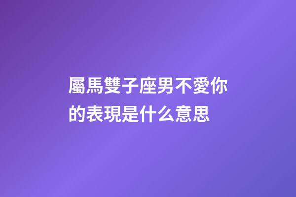 屬馬雙子座男不愛你的表現是什么意思-第1張-星座運勢-玄機派