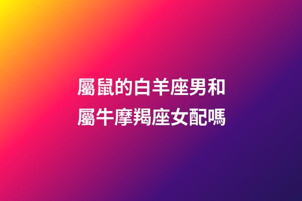 屬鼠的白羊座男和屬牛摩羯座女配嗎-第1張-星座運勢-玄機派