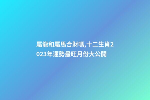 屬龍和屬馬合財嗎,十二生肖2023年運勢最旺月份大公開-第1張-觀點-玄機派