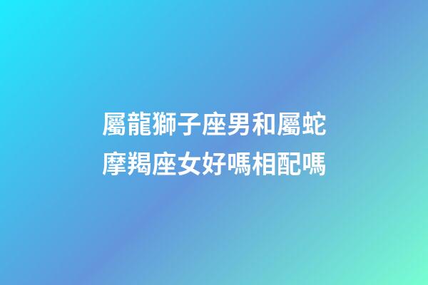 屬龍獅子座男和屬蛇摩羯座女好嗎相配嗎-第1張-星座運勢-玄機派