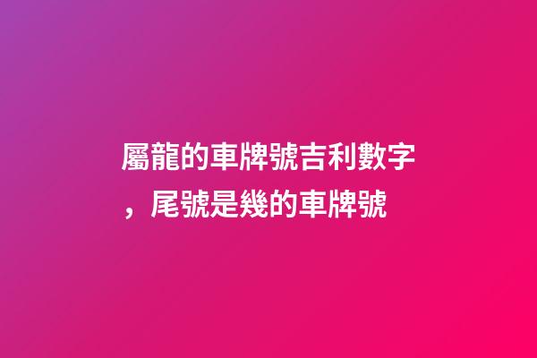 屬龍的車牌號吉利數字，尾號是幾的車牌號-第1張-觀點-玄機派
