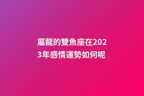 屬龍的雙魚座在2023年感情運勢如何呢-第1張-星座運勢-玄機派