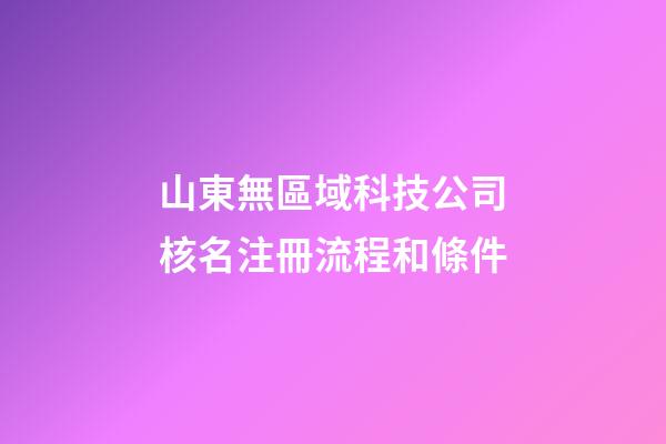 山東無區域科技公司核名注冊流程和條件-第1張-公司起名-玄機派