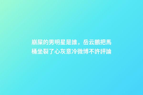 崩屎的男明星是誰，岳云鵬把馬桶坐裂了心灰意冷微博不許評論-第1張-觀點-玄機派