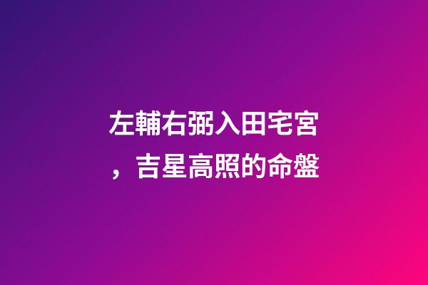 左輔右弼入田宅宮，吉星高照的命盤-第1張-觀點-玄機派