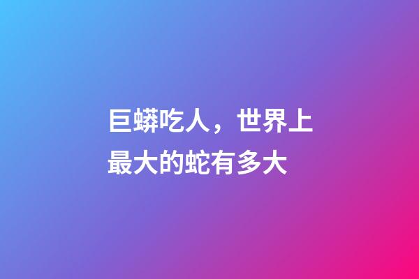 巨蟒吃人，世界上最大的蛇有多大-第1張-觀點-玄機派