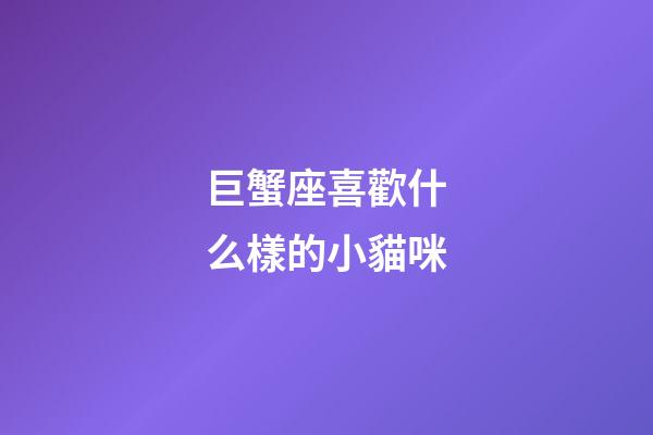 巨蟹座喜歡什么樣的小貓咪