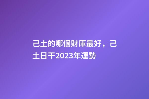 己土的哪個財庫最好，己土日干2023年運勢-第1張-觀點-玄機派