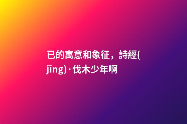 已的寓意和象征，詩經(jīng)·伐木少年啊-第1張-觀點-玄機派