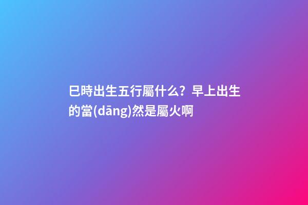 巳時出生五行屬什么？早上出生的當(dāng)然是屬火啊