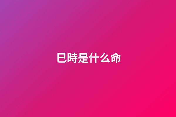 巳時是什么命