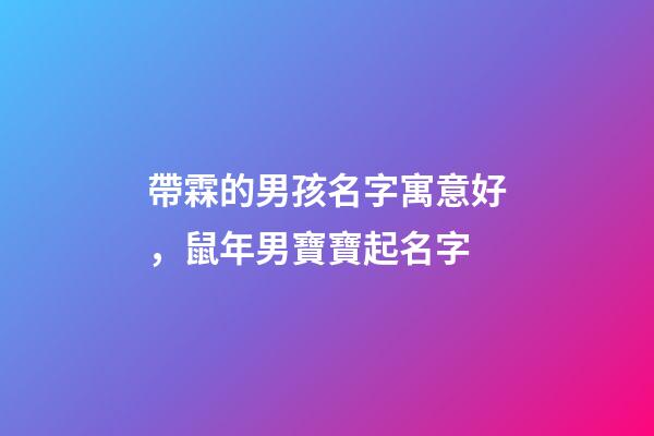 帶霖的男孩名字寓意好，鼠年男寶寶起名字-第1張-觀點-玄機派