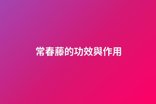 常春藤的功效與作用