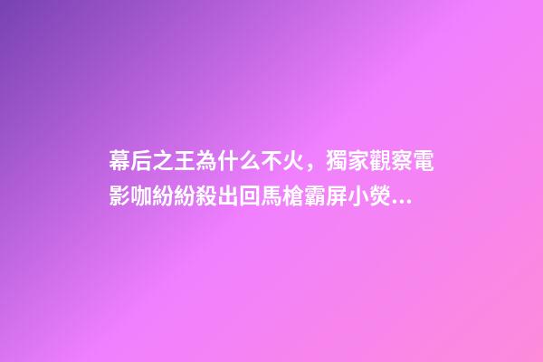 幕后之王為什么不火，獨家觀察電影咖紛紛殺出回馬槍霸屏小熒幕-第1張-觀點-玄機派