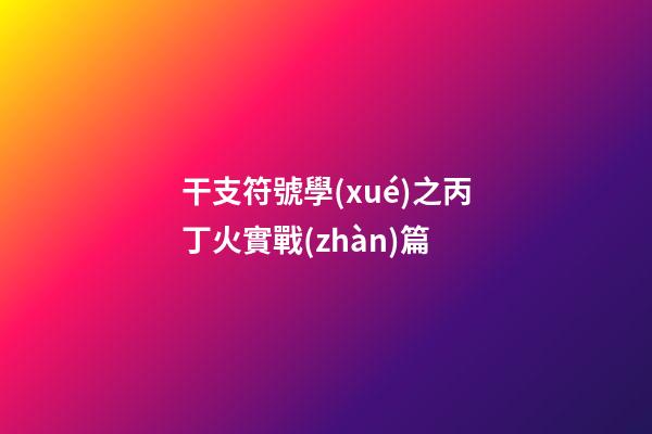 干支符號學(xué)之丙丁火實戰(zhàn)篇