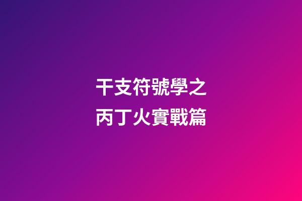 干支符號學之丙丁火實戰篇