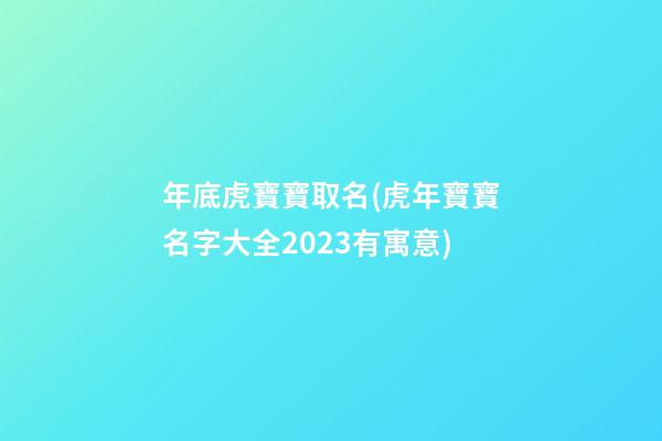 年底虎寶寶取名(虎年寶寶名字大全2023有寓意)