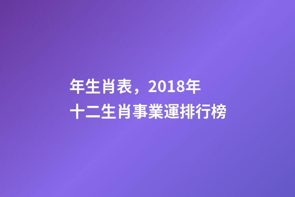 年生肖表，2018年十二生肖事業運排行榜-第1張-觀點-玄機派