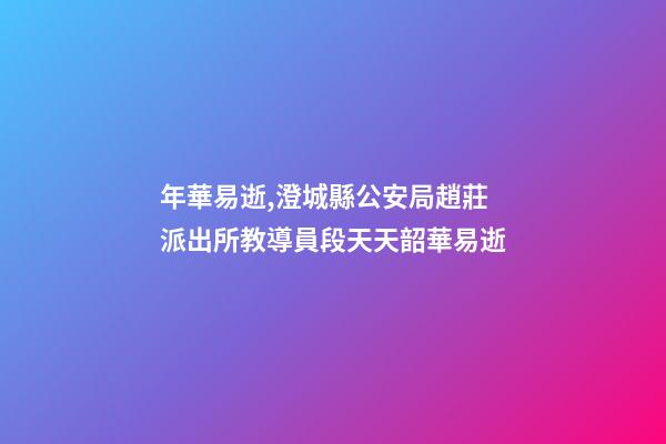 年華易逝,澄城縣公安局趙莊派出所教導員段天天韶華易逝-第1張-觀點-玄機派