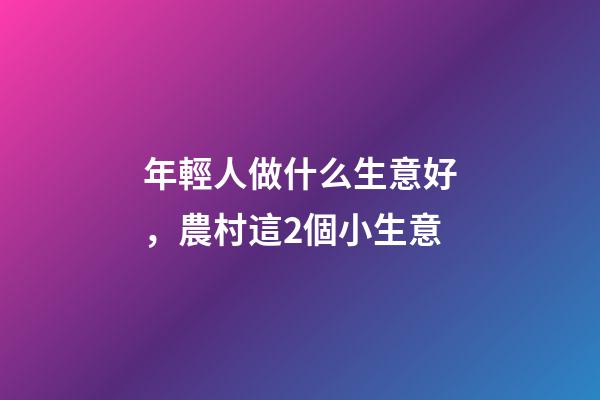 年輕人做什么生意好，農村這2個小生意-第1張-觀點-玄機派