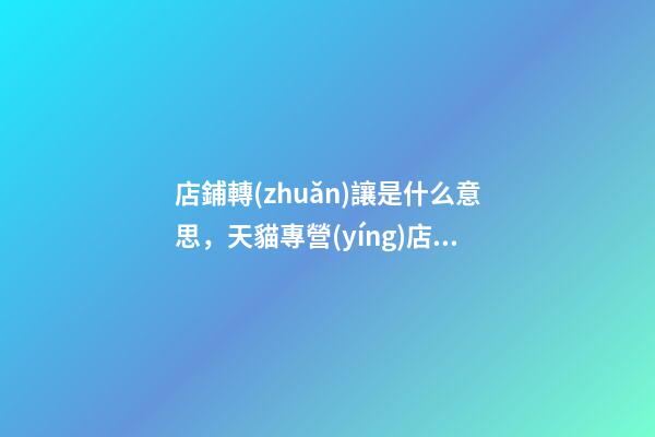 店鋪轉(zhuǎn)讓是什么意思，天貓專營(yíng)店入駐和轉(zhuǎn)讓哪個(gè)更好-第1張-觀點(diǎn)-玄機(jī)派