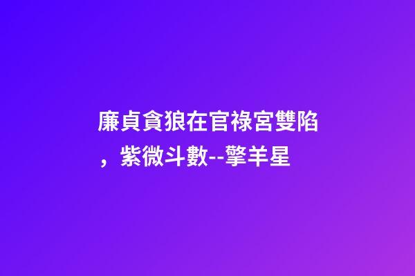 廉貞貪狼在官祿宮雙陷，紫微斗數--擎羊星-第1張-觀點-玄機派