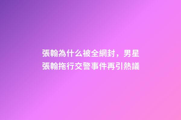 張翰為什么被全網封，男星張翰拖行交警事件再引熱議-第1張-觀點-玄機派