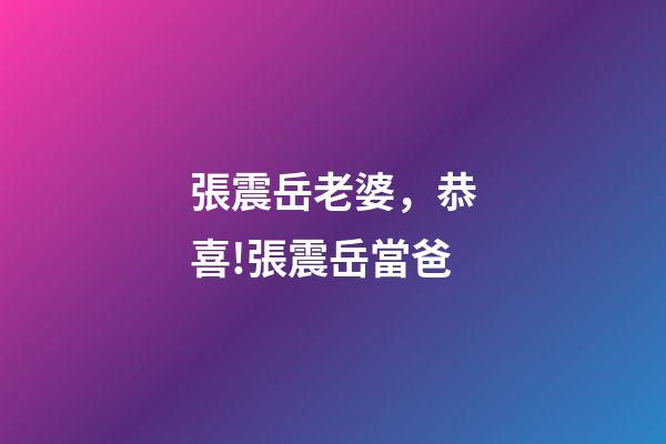 張震岳老婆，恭喜!張震岳當爸-第1張-觀點-玄機派