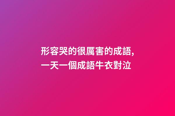 形容哭的很厲害的成語,一天一個成語牛衣對泣-第1張-觀點-玄機派