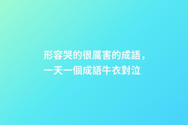 形容哭的很厲害的成語，一天一個成語牛衣對泣-第1張-觀點-玄機派