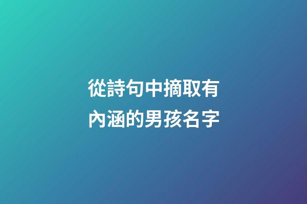 從詩句中摘取有內涵的男孩名字(從詩詞中取的男孩名字)-第1張-男孩起名-玄機派