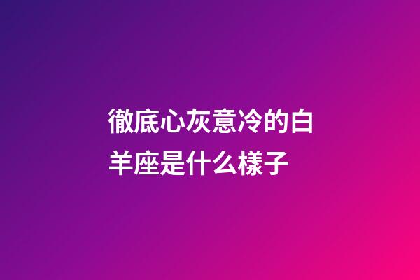 徹底心灰意冷的白羊座是什么樣子-第1張-星座運勢-玄機派