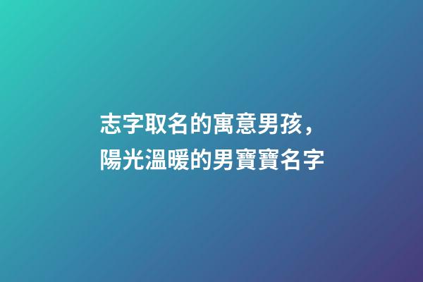 志字取名的寓意男孩，陽光溫暖的男寶寶名字-第1張-觀點-玄機派