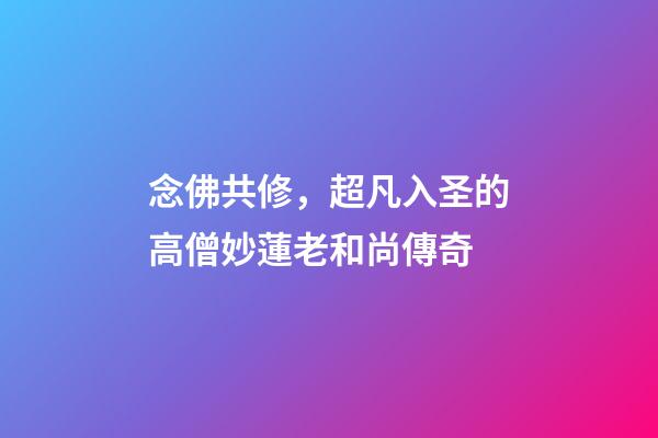 念佛共修，超凡入圣的高僧妙蓮老和尚傳奇-第1張-觀點-玄機派