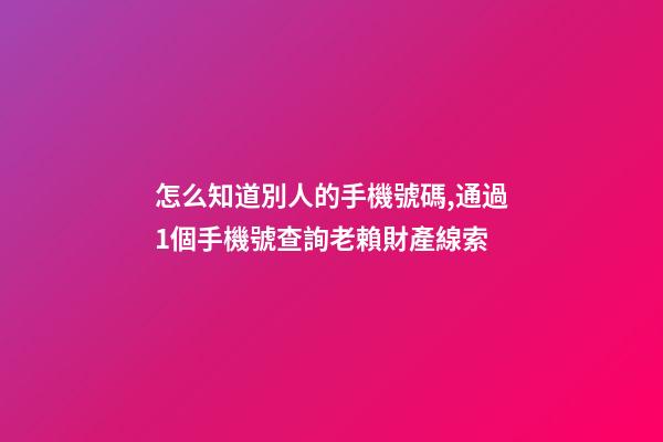怎么知道別人的手機號碼,通過1個手機號查詢老賴財產線索-第1張-觀點-玄機派