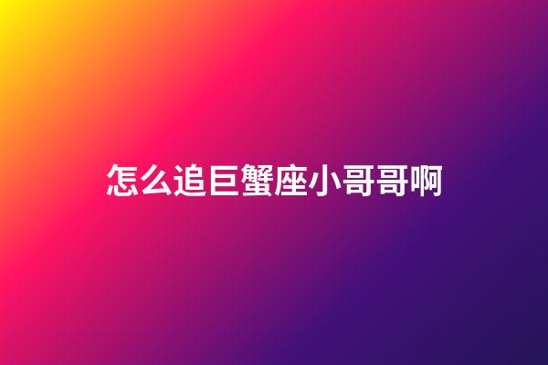 怎么追巨蟹座小哥哥啊