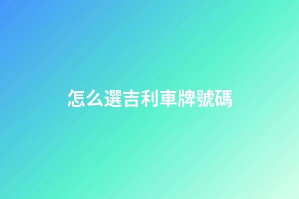 怎么選吉利車牌號碼