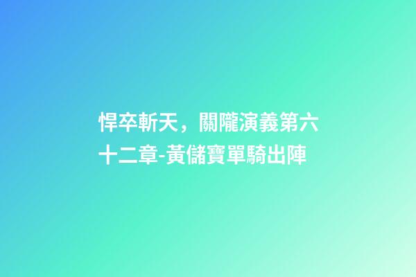 悍卒斬天，關隴演義第六十二章-黃儲寶單騎出陣-第1張-觀點-玄機派