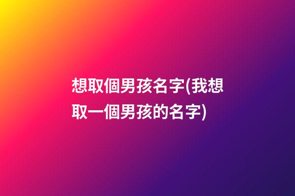想取個男孩名字(我想取一個男孩的名字)