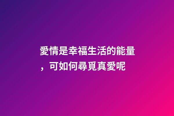 愛情是幸福生活的能量，可如何尋覓真愛呢?