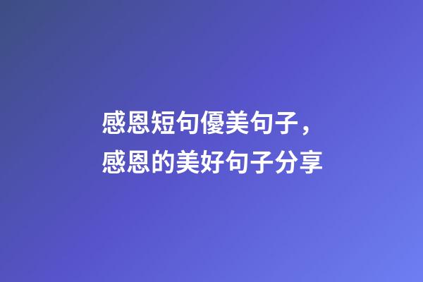 感恩短句優美句子，感恩的美好句子分享-第1張-觀點-玄機派