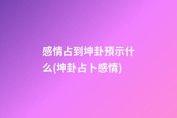 感情占到坤卦預示什么(坤卦占卜感情)