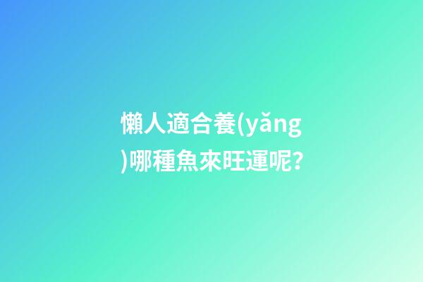 懶人適合養(yǎng)哪種魚來旺運呢？