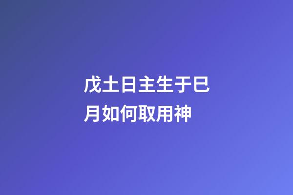 戊土日主生于巳月如何取用神?