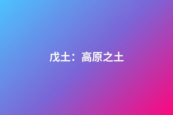 戊土：高原之土