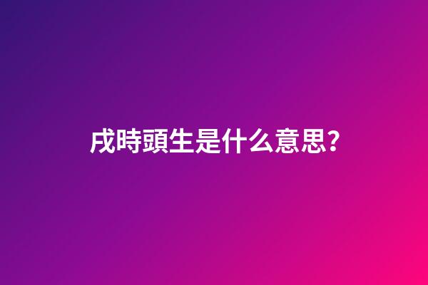 戌時頭生是什么意思？