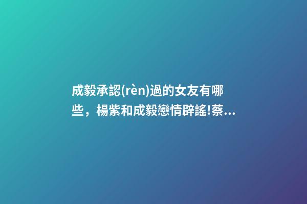 成毅承認(rèn)過的女友有哪些，楊紫和成毅戀情辟謠!蔡文靜說兩人許久未聯(lián)系!成毅沒有女朋友!-第1張-觀點(diǎn)-玄機(jī)派