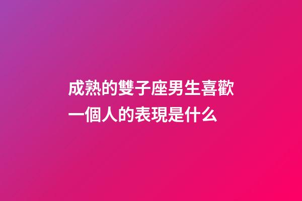 成熟的雙子座男生喜歡一個人的表現是什么-第1張-星座運勢-玄機派